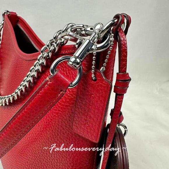 Coach Laurel Shoulder Bag With Mirror Charm And Pouch CBI94 Dark Cardinal/Walnut - Picture 8 of 11